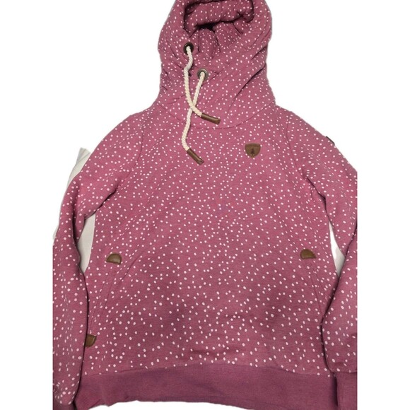 Wanakome Hera Hoodie XL Pink Polka Dot Cowl Neck Rope Drawstring Canada Outdoor - Picture 2 of 16